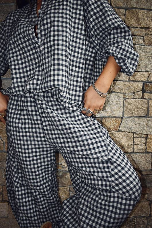 Nonni Gingham Nero Blouse Navy